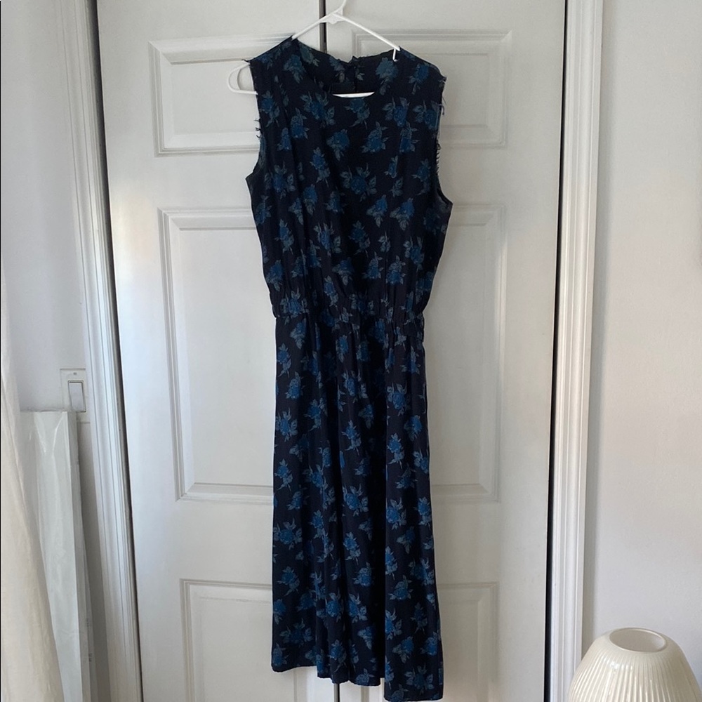No. 6 Blue Floral Midi Dress 100% Silk